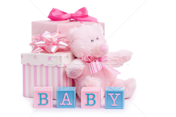 Bébé douche cadeaux petite fille jouet ruban [[stock_photo]] © RuthBlack
