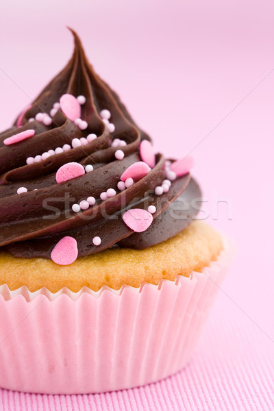 Stock foto: Rosa · Schokolade · Cupcake · Bereich · süß · Kuchen