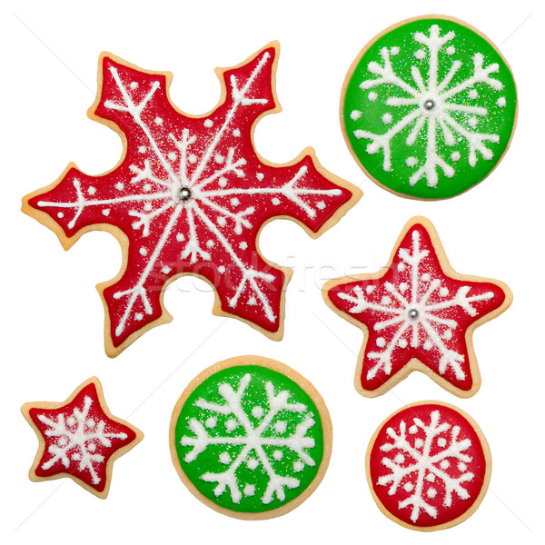 Stock foto: Weihnachten · Cookies · farbenreich · isoliert · weiß · grünen