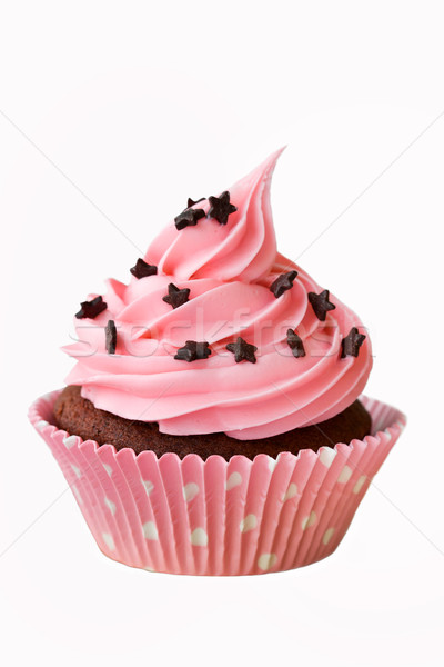 Stock foto: Cupcake · rosa · dekoriert · Schokolade · Sternen · süß
