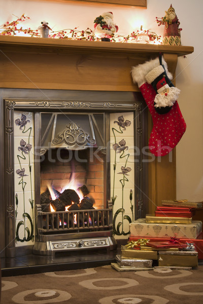 Noël cheminée style prêt feu intérieur [[stock_photo]] © RuthBlack