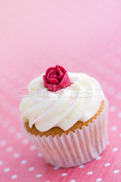 Foto stock: Capullo · de · rosa · mini · decorado · azúcar · aumentó