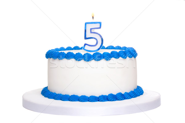 Gâteau d'anniversaire décoré bleu nombre cinquième bougie [[stock_photo]] © RuthBlack