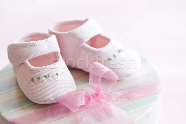 Rosa menina sapatos tecido fita Foto stock © RuthBlack