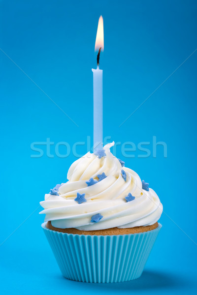 Bleu anniversaire bougie décoré sucre [[stock_photo]] © RuthBlack