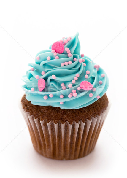 Stock foto: Cupcake · Schokolade · dekoriert · blau · rosa · Zucker