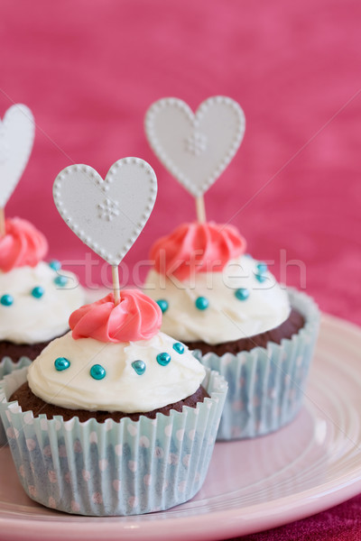 [[stock_photo]]: Plaque · prêt · gâteau · bleu · rose