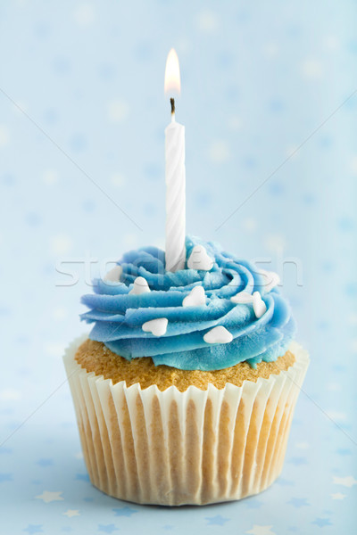 Anniversaire décoré bleu gâteau bougie [[stock_photo]] © RuthBlack