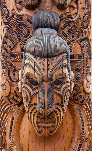 Yeni Zelanda sanat kafa simge geleneksel ahşap Stok fotoğraf © RuthBlack