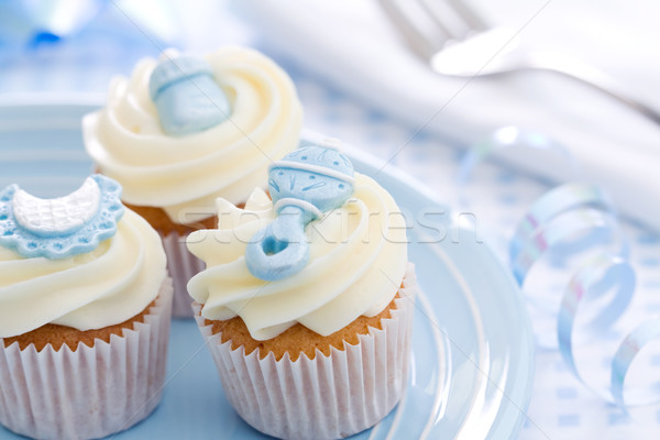 Bébé douche décoré bleu plaque [[stock_photo]] © RuthBlack