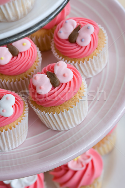 Cupcake Kuchen stehen Schmetterling Restaurant Stock foto © RuthBlack