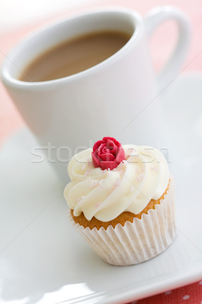 Pause café café blanche plaque gâteau [[stock_photo]] © RuthBlack