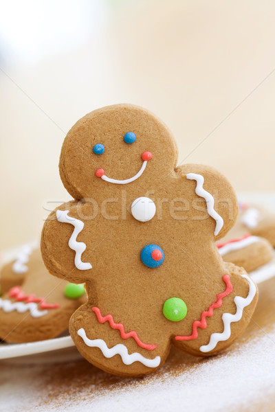 Gingerbread man gülen renkli düğmeler gıda gülümseme Stok fotoğraf © RuthBlack
