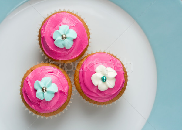 Trois plaque fleurs gâteau sweet [[stock_photo]] © RuthBlack