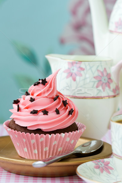 [[stock_photo]]: Rose · chocolat · prêt · gâteau · plaque