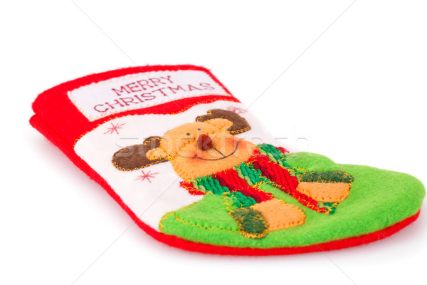 Weihnachten Geschenk Socke isoliert weiß Farbe Stock foto © ruzanna