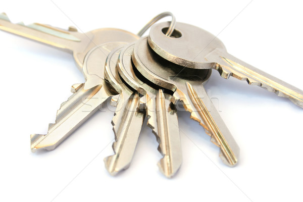 Kulcs köteg izolált fehér otthon felirat Stock fotó © ruzanna