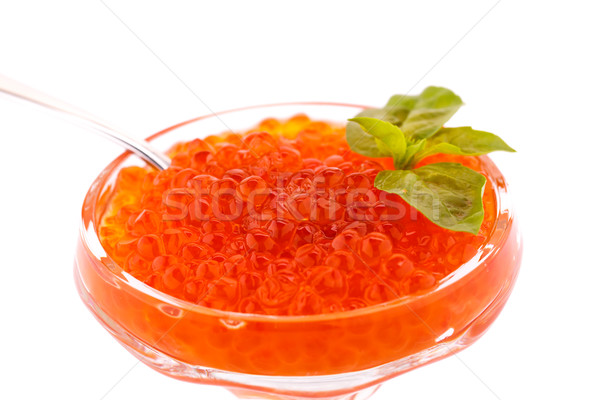 Rouge caviar vase isolé blanche alimentaire Photo stock © ruzanna