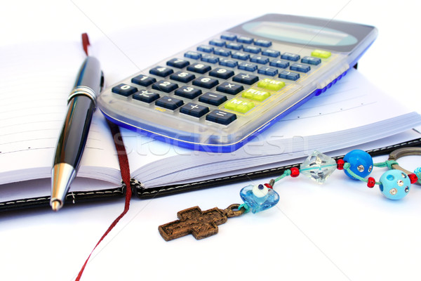 Calculator, pen and notebook Stock photo © ruzanna