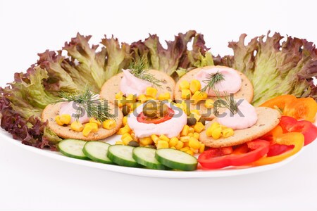 Cream on crackers Stock photo © ruzanna