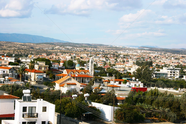 Kıbrıs köy sahne dağlar gökyüzü yol Stok fotoğraf © ruzanna