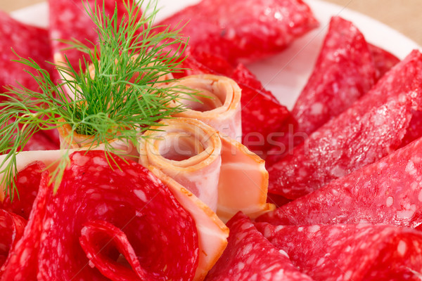 Salami lard plaque image alimentaire [[stock_photo]] © ruzanna