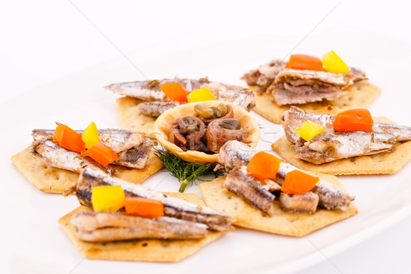 Hal paprikák fehér tányér étel bors Stock fotó © ruzanna