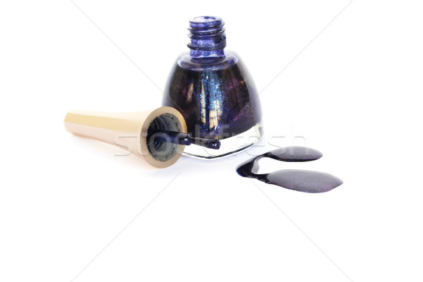 指甲油 孤立 白 美女 藍色 瓶 商業照片 © ruzanna