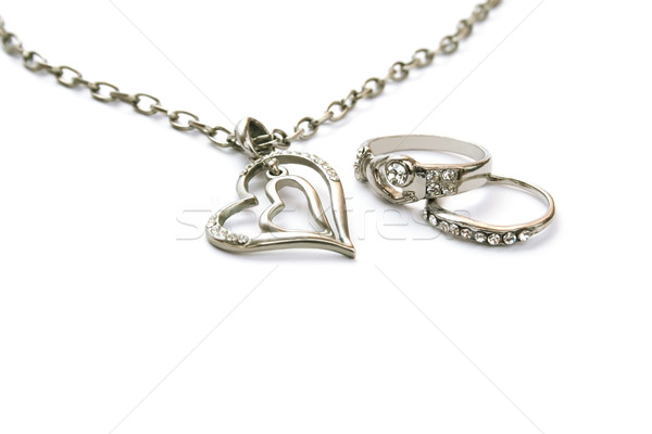 Two heart necklace and two rings Stock photo © ruzanna