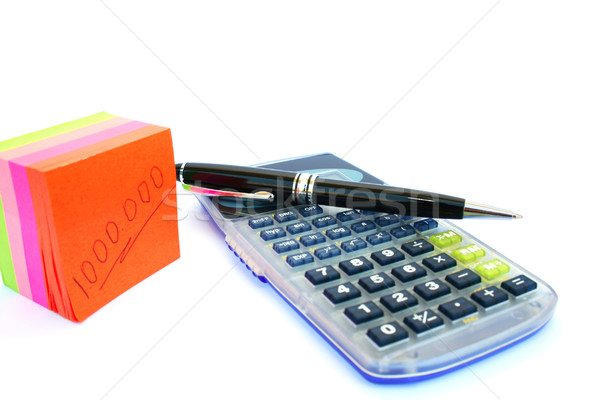 калькулятор пер бумаги красочный документы изолированный Сток-фото © ruzanna