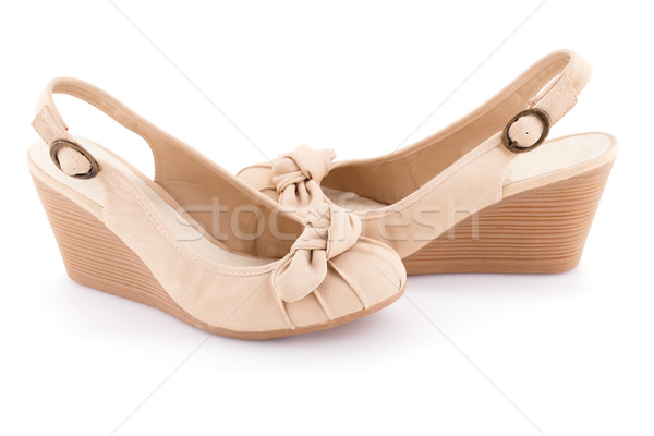 米色 鞋 孤立 白 時尚 美女 商業照片 © ruzanna