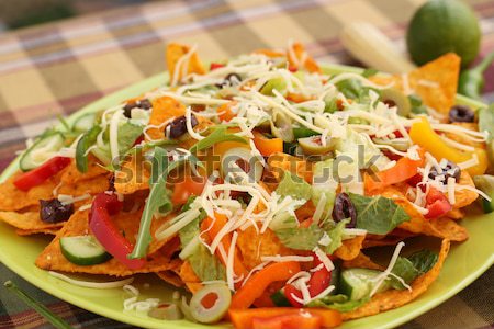 Nachos warzyw zielone tablicy kukurydza Zdjęcia stock © ruzanna