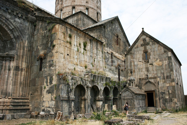 Foto stock: Monasterio · Armenia · coche · nubes · pared · arte