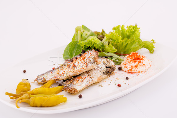 Fish on plate Stock photo © ruzanna