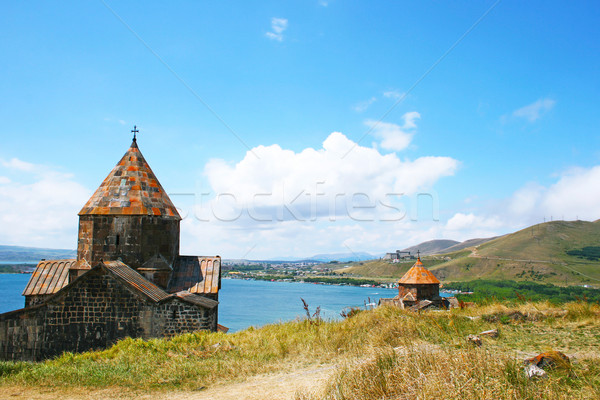 Sevanavank and lake Sevan Stock photo © ruzanna