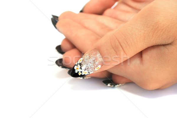 Handen hand nagel kunst geïsoleerd witte Stockfoto © ruzanna