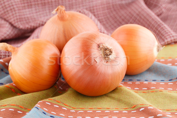 Oignons quatre coloré serviette alimentaire fond Photo stock © ruzanna