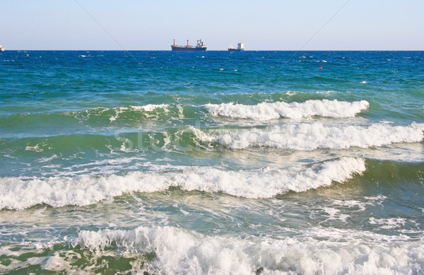 Vagues bleu mer navire ciel eau [[stock_photo]] © ruzanna