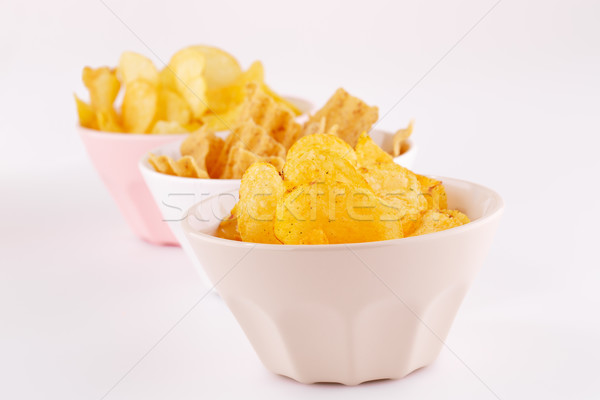 Potato and wheat chips in bowls Stock photo © ruzanna
