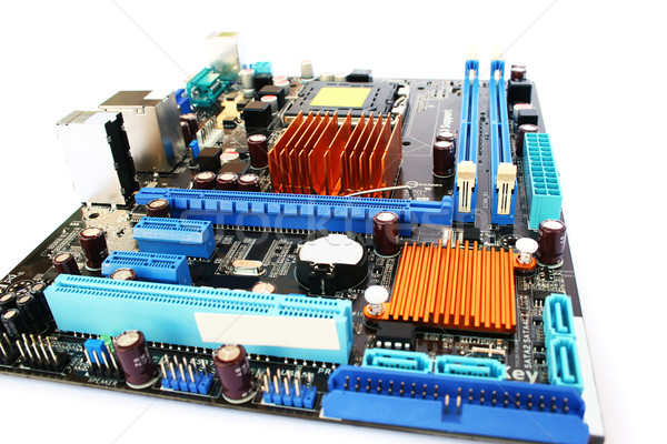 Moederbord computer geïsoleerd witte Blauw industrie Stockfoto © ruzanna
