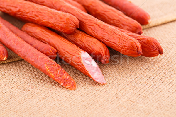 Foto stock: Frescos · salchichas · lienzo · alimentos · tejido · carne