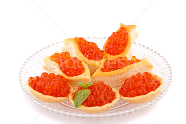 Piros kaviár sütemények üveg átlátszó tányér Stock fotó © ruzanna