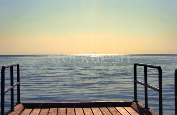 Naplemente tenger kilátás égbolt víz fa Stock fotó © ruzanna