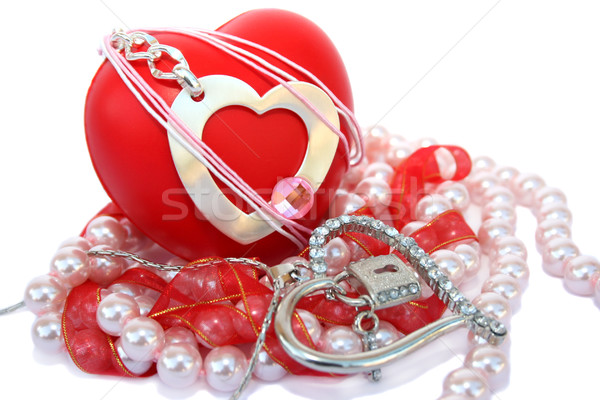 Valentijn harten parels witte licht ontwerp Stockfoto © ruzanna
