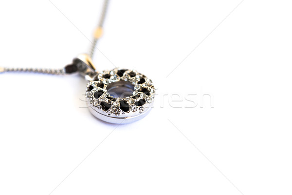 ожерелье каменные изолированный белый фон металл Сток-фото © ruzanna
