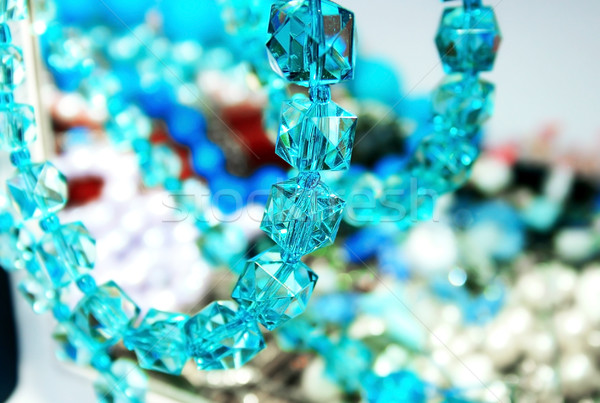 Kette Aquamarin Perlen Spiegel abstrakten Hintergrund Stock foto © ruzanna