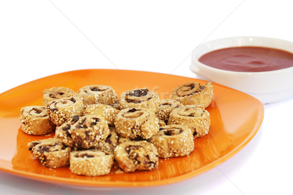 Rusks with sesame seeds, olives and sauce Stock photo © ruzanna