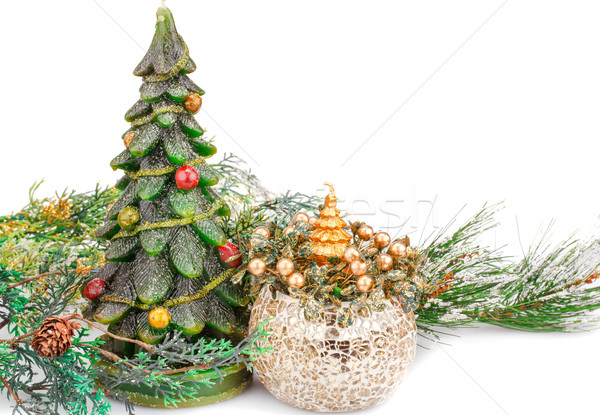Weihnachten Dekoration Kerzen Vase weiß Stock foto © ruzanna