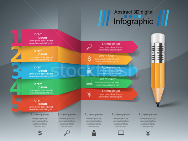 ストックフォト: ビジネス · インフォグラフィック · 鉛筆 · アイコン · 3D · インフォグラフィック