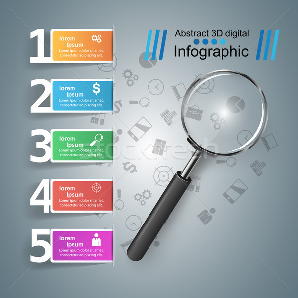 Afaceri infografica lupa icoană realist lupa Imagine de stoc © rwgusev